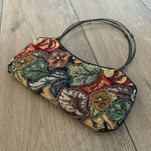 Jessica Mcclintock Vintage 90s Beaded Tapestry Evening Handle Clutch Purse - Picture 10 of 15